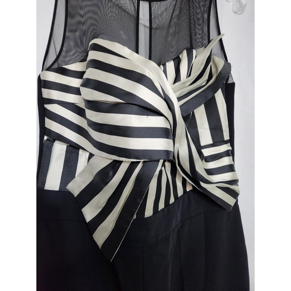 Explosion Mesh Yoke Striped Bodice Black Jumpsuit 44 - Picture 4 of 5